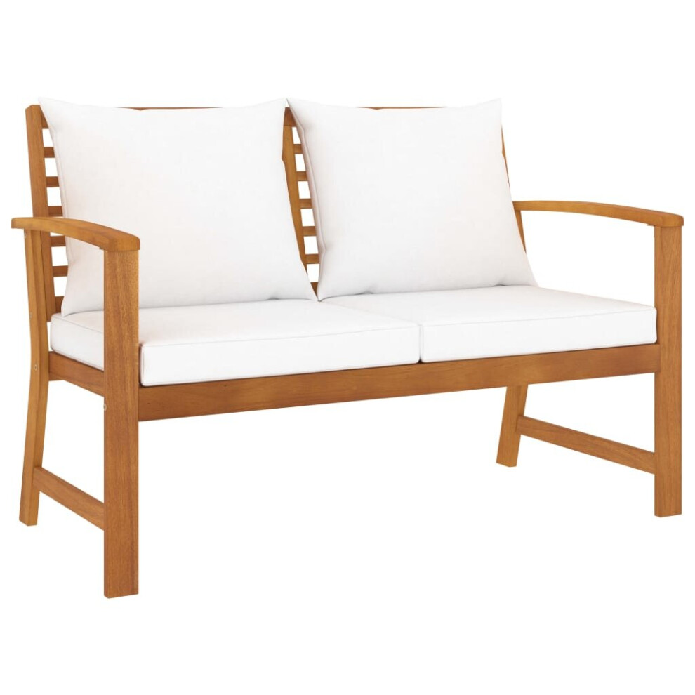 Vidaxl Garden Bench Outdoor Dining Bench With Cream Cushion Solid Wood Acacia