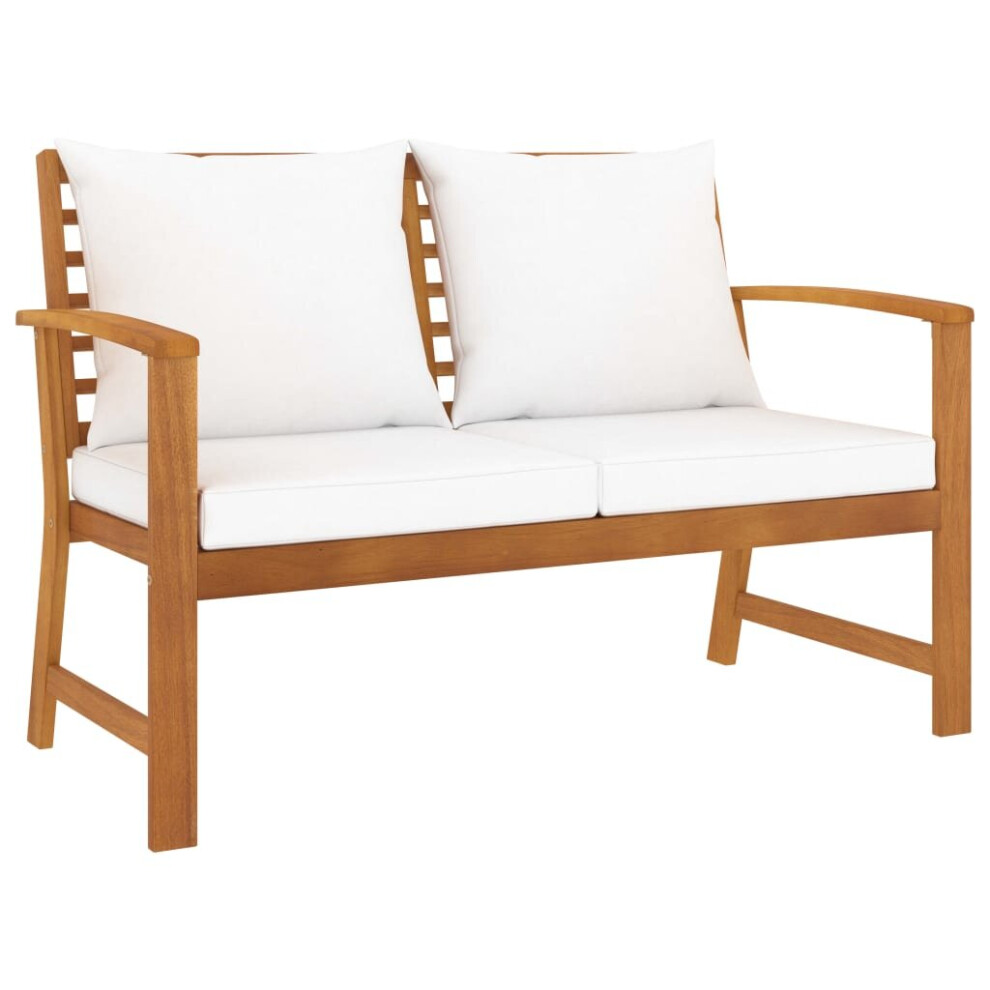 vidaXL Garden Bench Outdoor Dining Bench with Cream Cushion Solid Wood Acacia