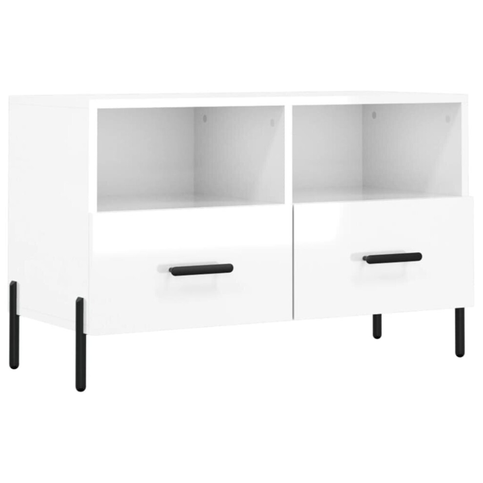 vidaXL TV Cabinet TV Unit Sideboard TV Stand High Gloss White Engineered Wood