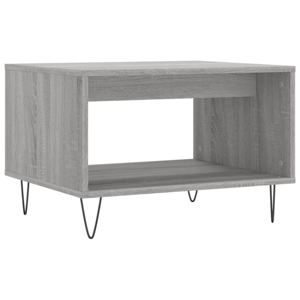 Vidaxl (Grey Sonoma) Coffee Table Side Table Sofa Table High Gloss White Engineered Wood