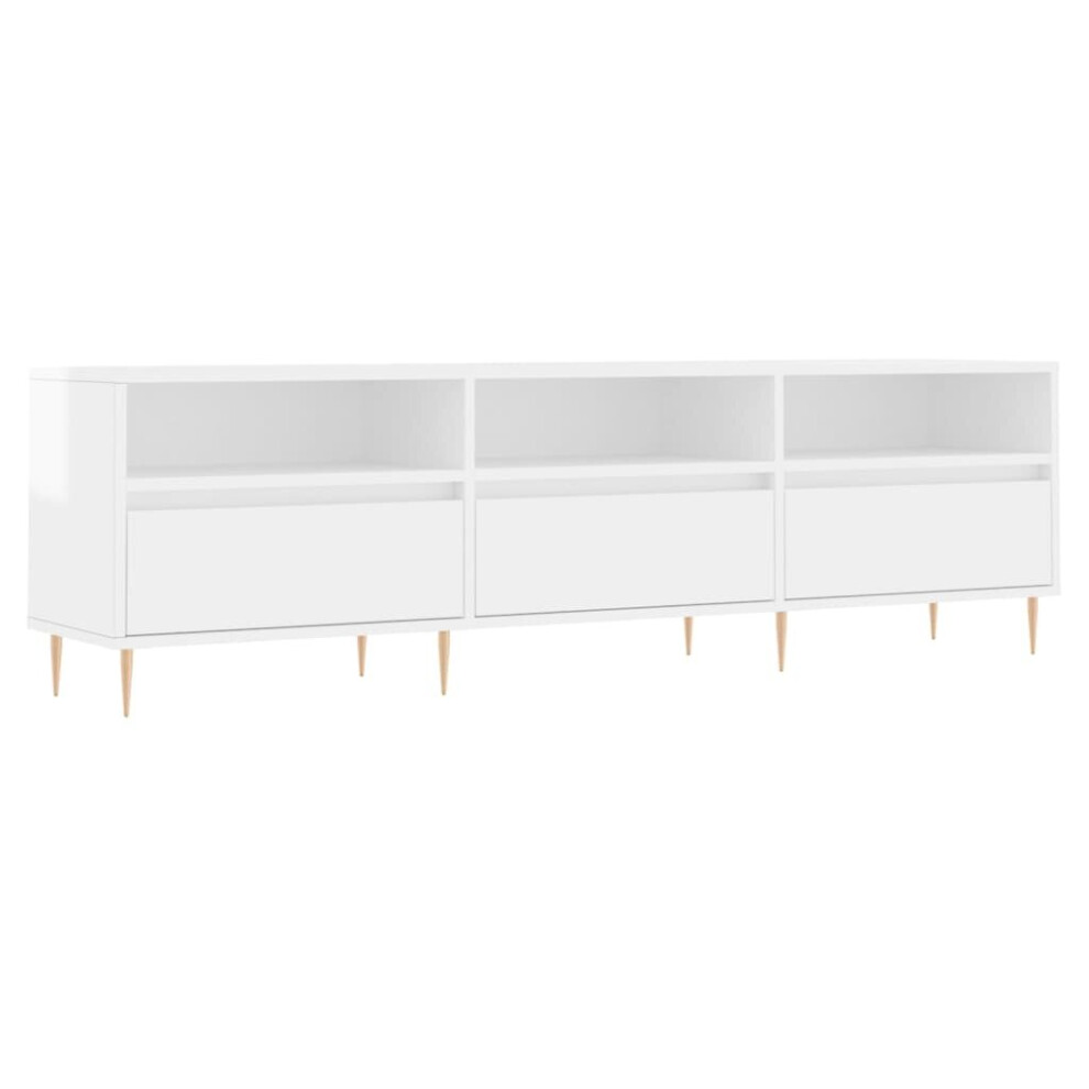 vidaXL TV Cabinet TV Unit Sideboard TV Stand High Gloss White Engineered Wood