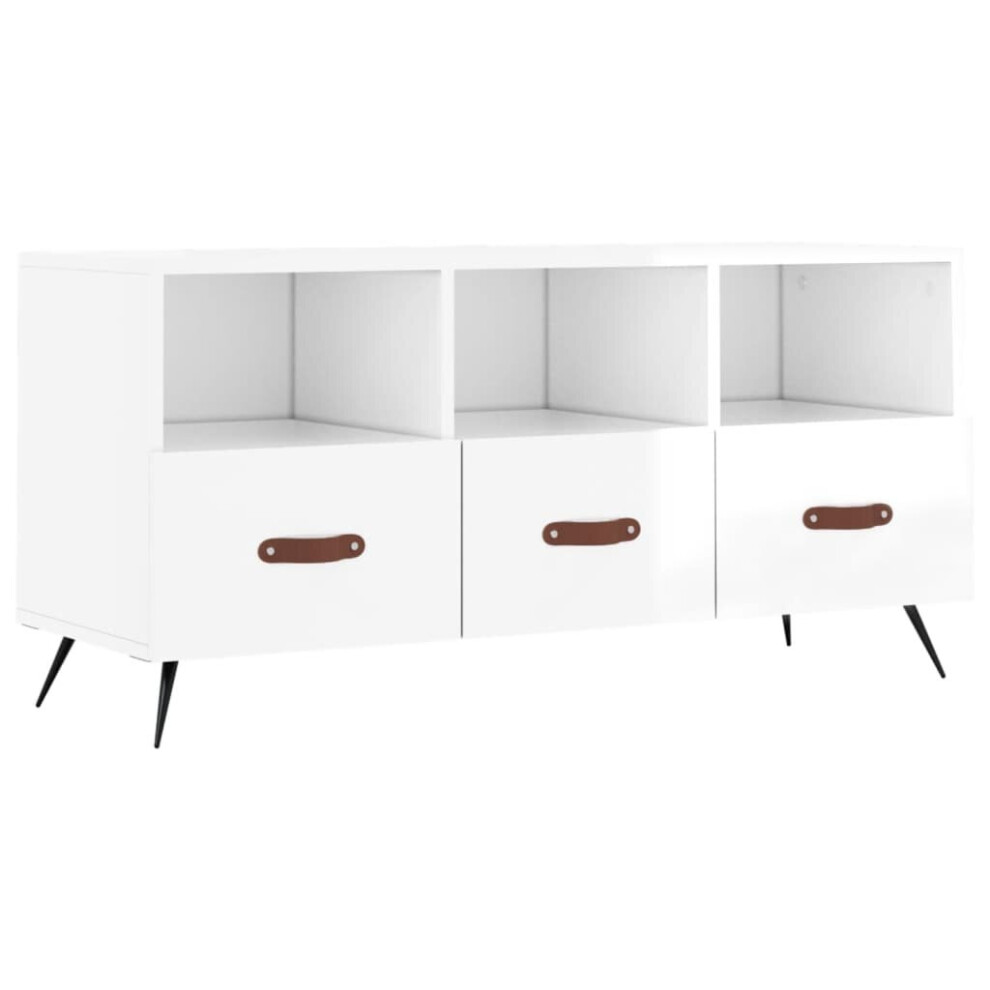 vidaXL TV Cabinet TV Unit Sideboard TV Stand High Gloss White Engineered Wood