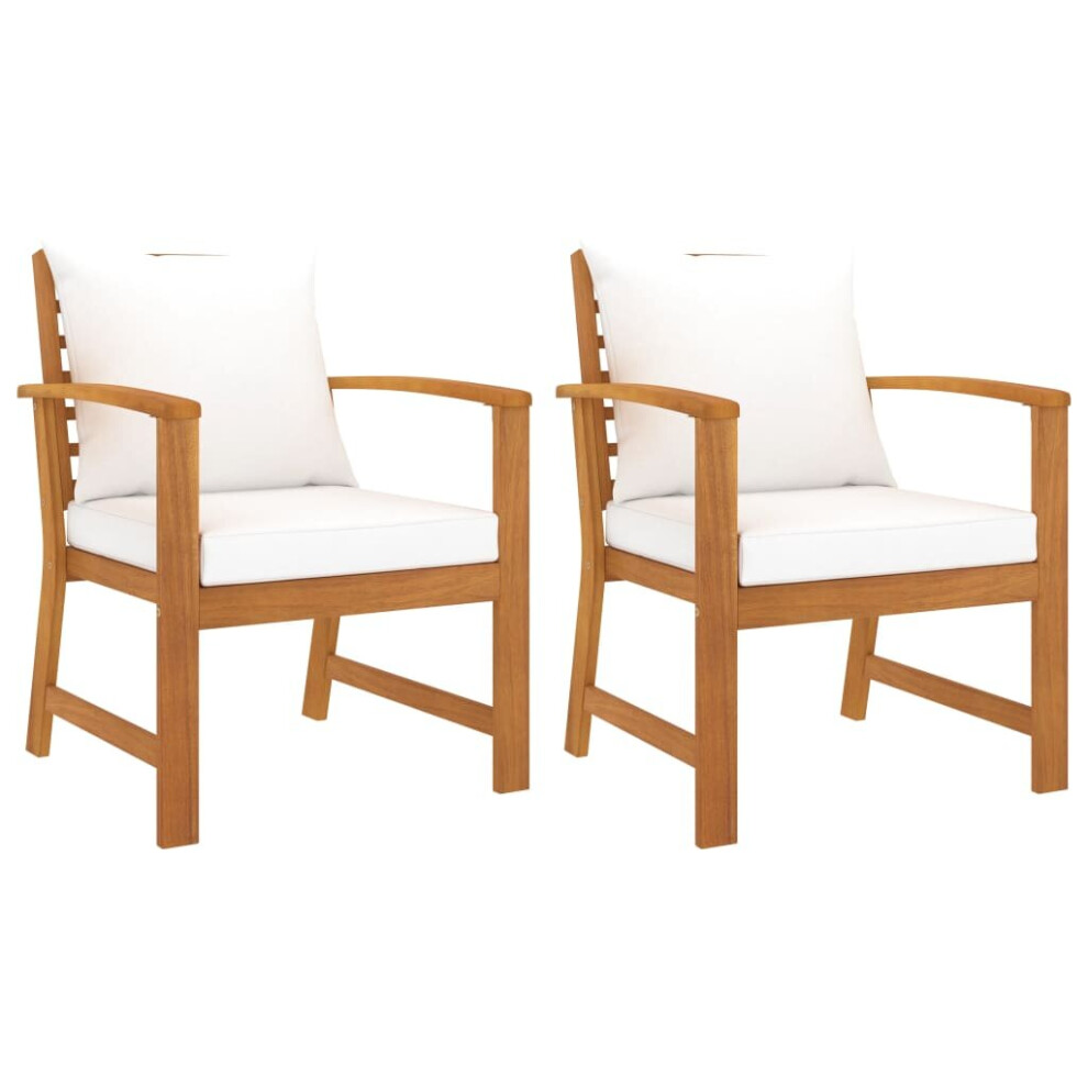 vidaXL Garden Chairs Lounge Chairs with Cream Cushions 2 pcs Solid Wood Acacia