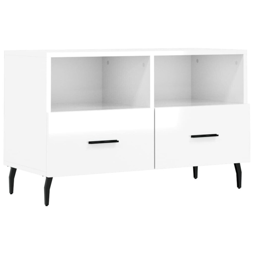 vidaXL TV Cabinet TV Unit Sideboard TV Stand High Gloss White Engineered Wood