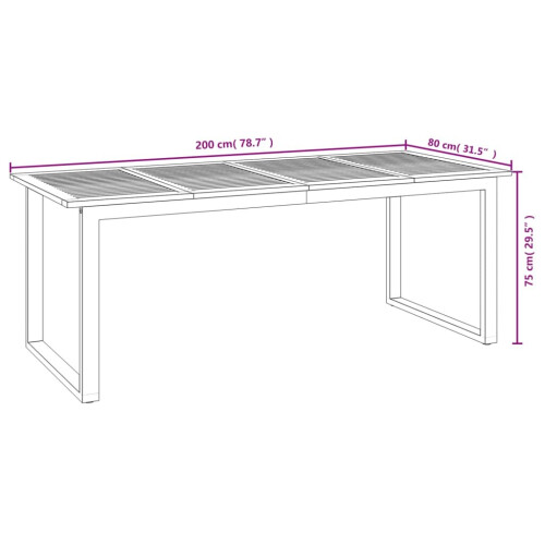 VidaXL vidaXL Garden Table Dining Coffee Table with U-shaped Legs Solid Wood Acacia 1