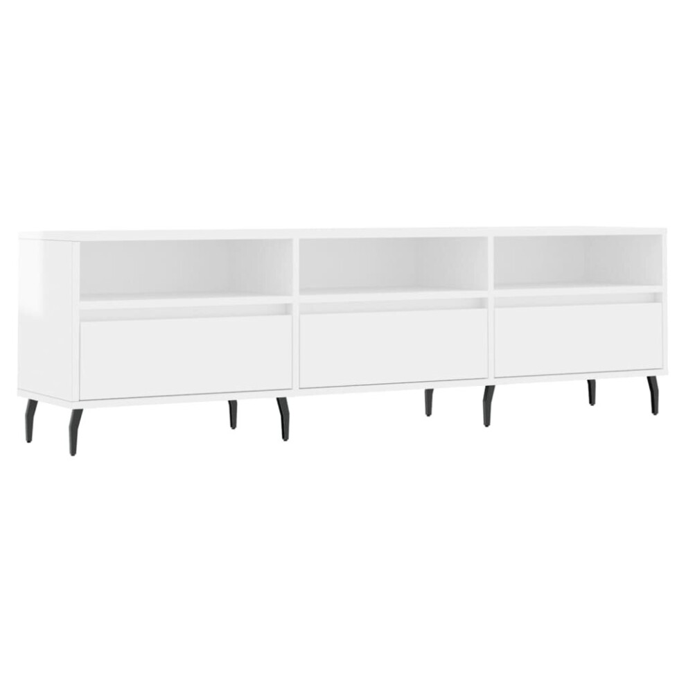 vidaXL TV Cabinet TV Unit Sideboard TV Stand High Gloss White Engineered Wood