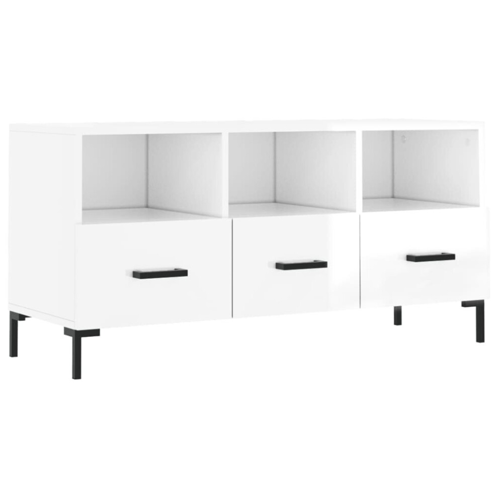 vidaXL TV Cabinet TV Unit Sideboard TV Stand High Gloss White Engineered Wood