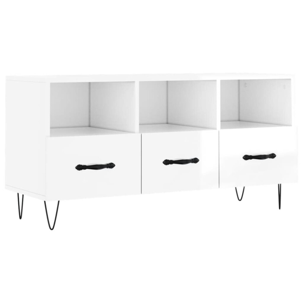 vidaXL TV Cabinet TV Unit Sideboard TV Stand High Gloss White Engineered Wood