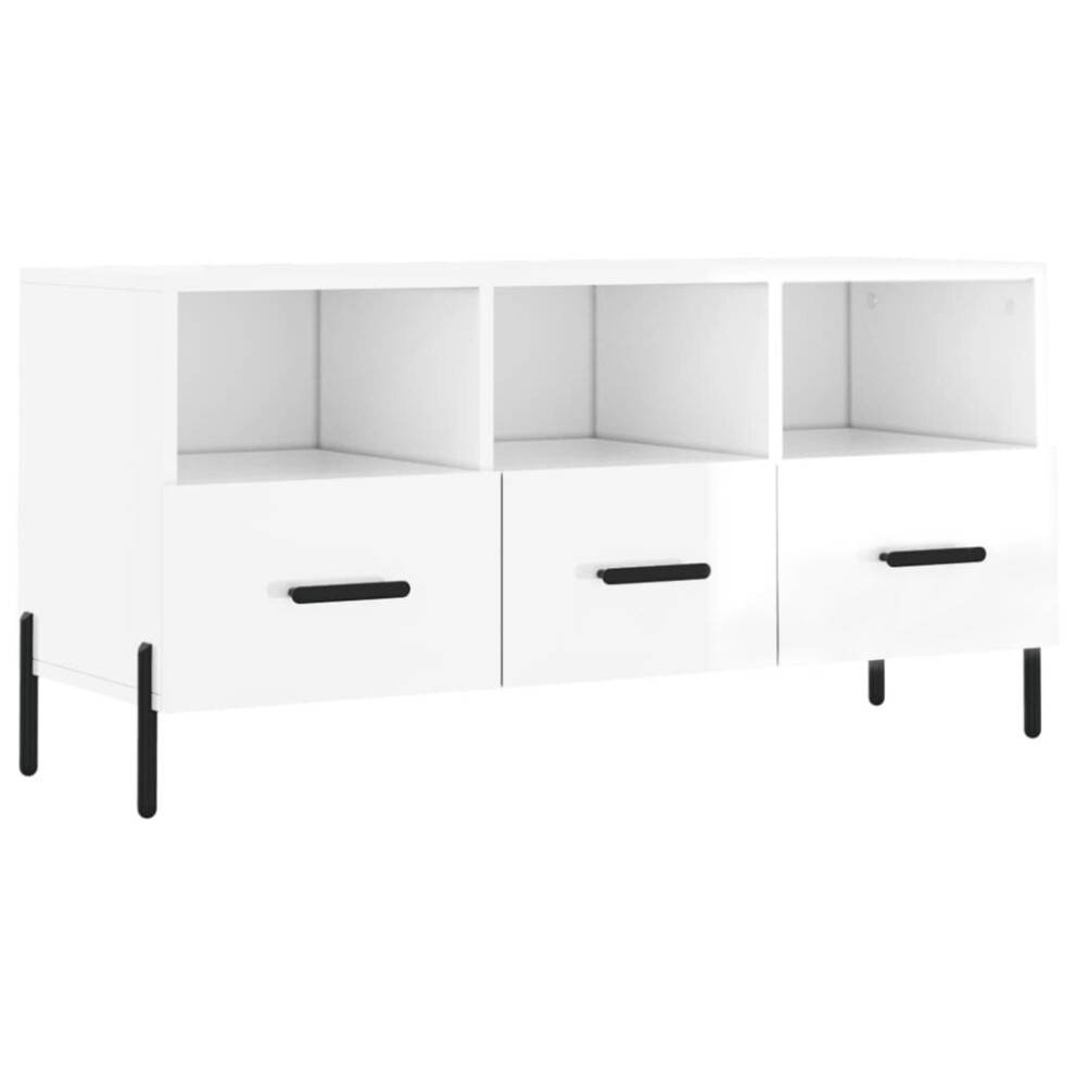 vidaXL TV Cabinet TV Unit Sideboard TV Stand High Gloss White Engineered Wood