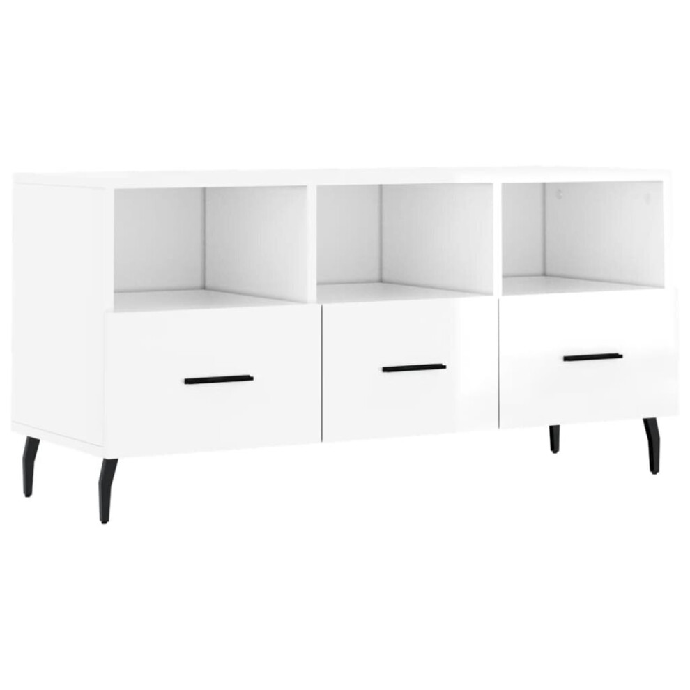 vidaXL TV Cabinet TV Unit Sideboard TV Stand High Gloss White Engineered Wood