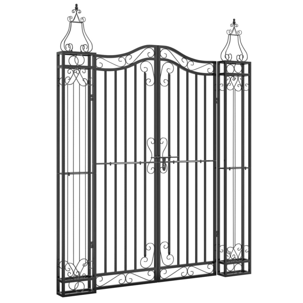 vidaXL Garden Gate Driveway Gate Fence Panel 121x8x150 cm Black Wrought Iron