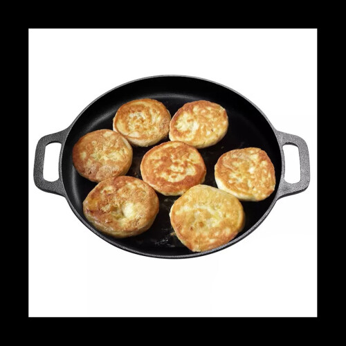 Cast Iron Pizza Pan Steel Pizza Cooker with Handles Deep Stone for Oven