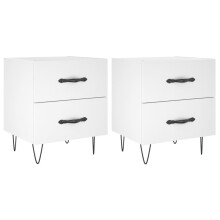 (white, 2 pcs) vidaXL Bedside Cabinets Bed Table End Table 2 pcs Concrete Grey Engineered Wood