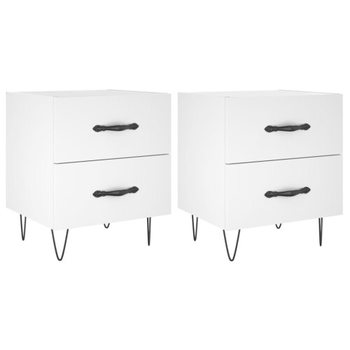 VidaXL (white, 2 pcs) vidaXL Bedside Cabinets Bed Table End Table 2 pcs Concrete Grey Engineered Wood 1