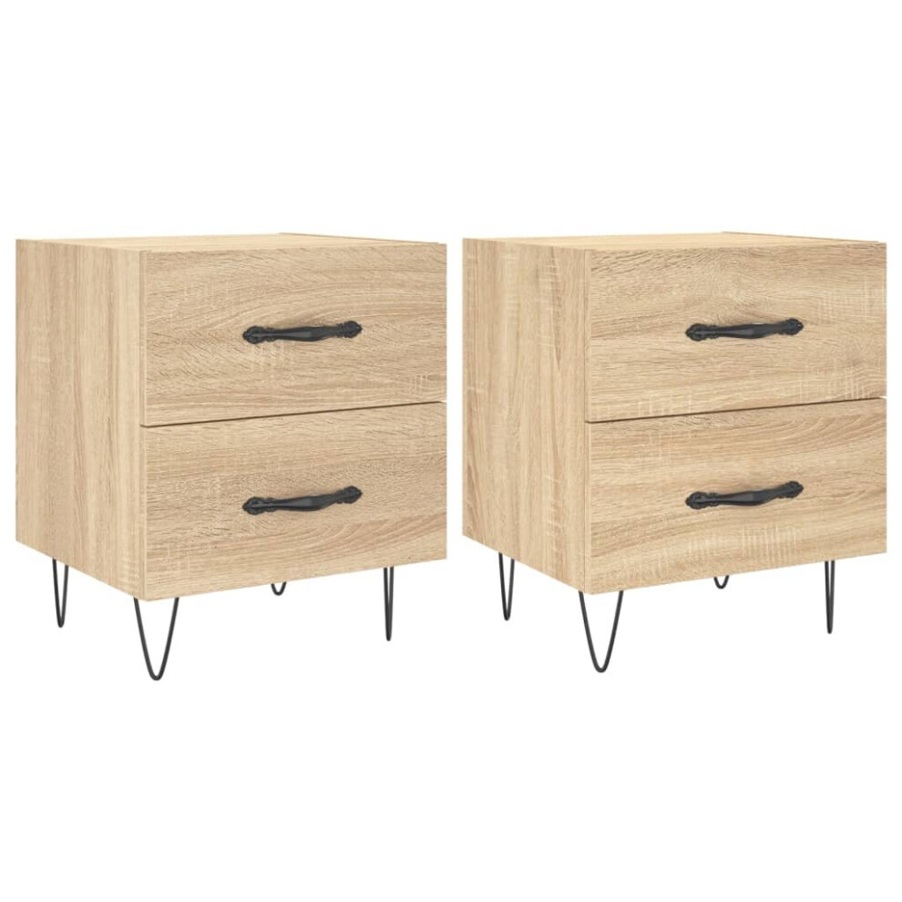 (sonoma oak, 2 pcs) vidaXL Bedside Cabinets Bed Table End Table 2 pcs Concrete Grey Engineered Wood