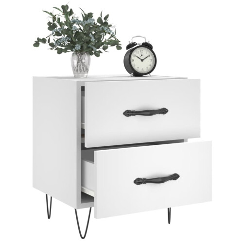VidaXL (white, 2 pcs) vidaXL Bedside Cabinets Bed Table End Table 2 pcs Concrete Grey Engineered Wood 2