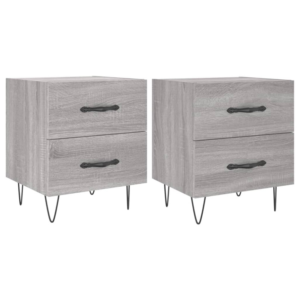 (grey sonoma, 2 pcs) vidaXL Bedside Cabinets Bed Table End Table 2 pcs Concrete Grey Engineered Wood