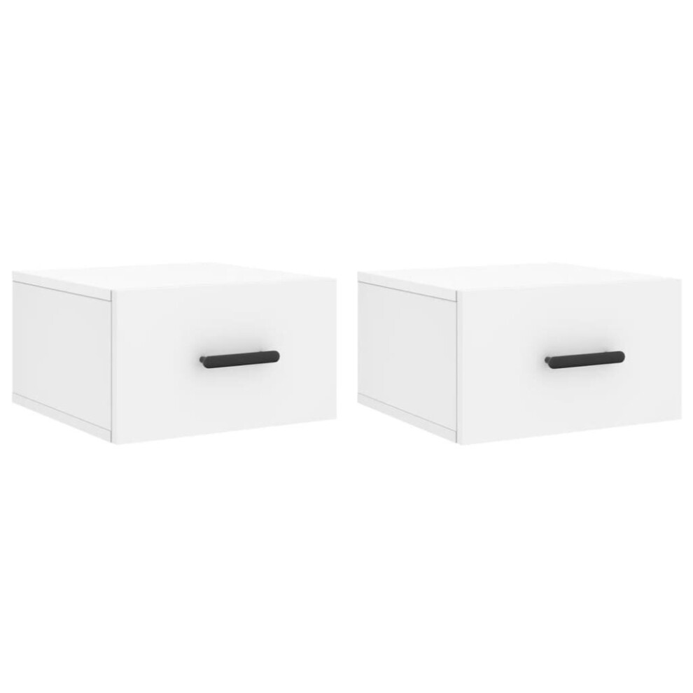 (white, 2 pcs) vidaXL Wall-mounted Bedside Cabinets Floating Cabinet Nightstand 2 pcs White