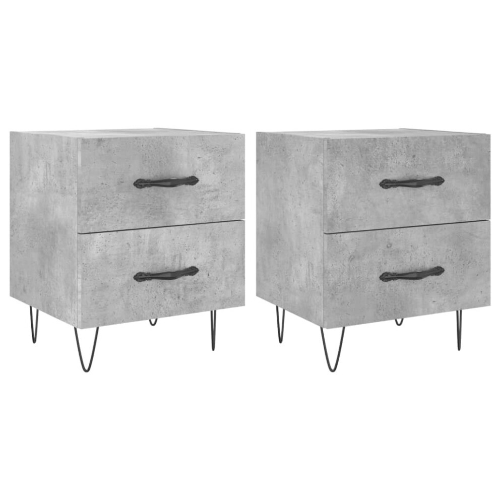 (concrete grey, 2 pcs) vidaXL Bedside Cabinets Bed Table End Table 2 pcs Concrete Grey Engineered Wood