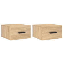 (sonoma oak, 2 pcs) vidaXL Wall-mounted Bedside Cabinets Floating Cabinet Nightstand 2 pcs White