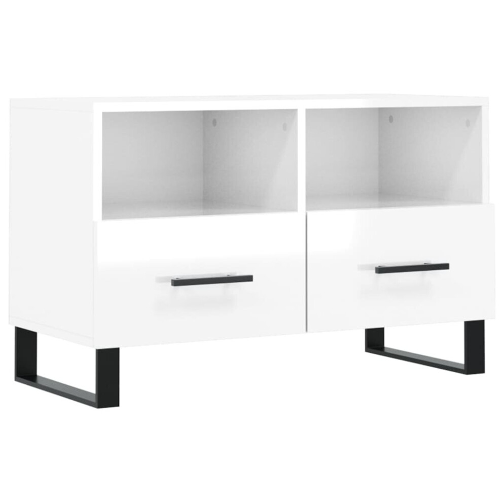 vidaXL TV Cabinet TV Unit Sideboard TV Stand High Gloss White Engineered Wood