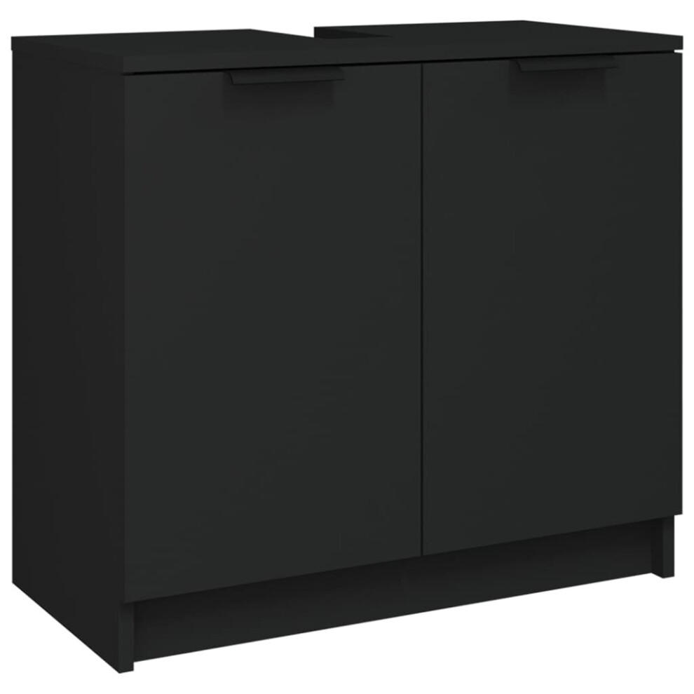 vidaXL Bathroom Cabinet Black Engineered Wood Toilet Vanity Unit Cupboard