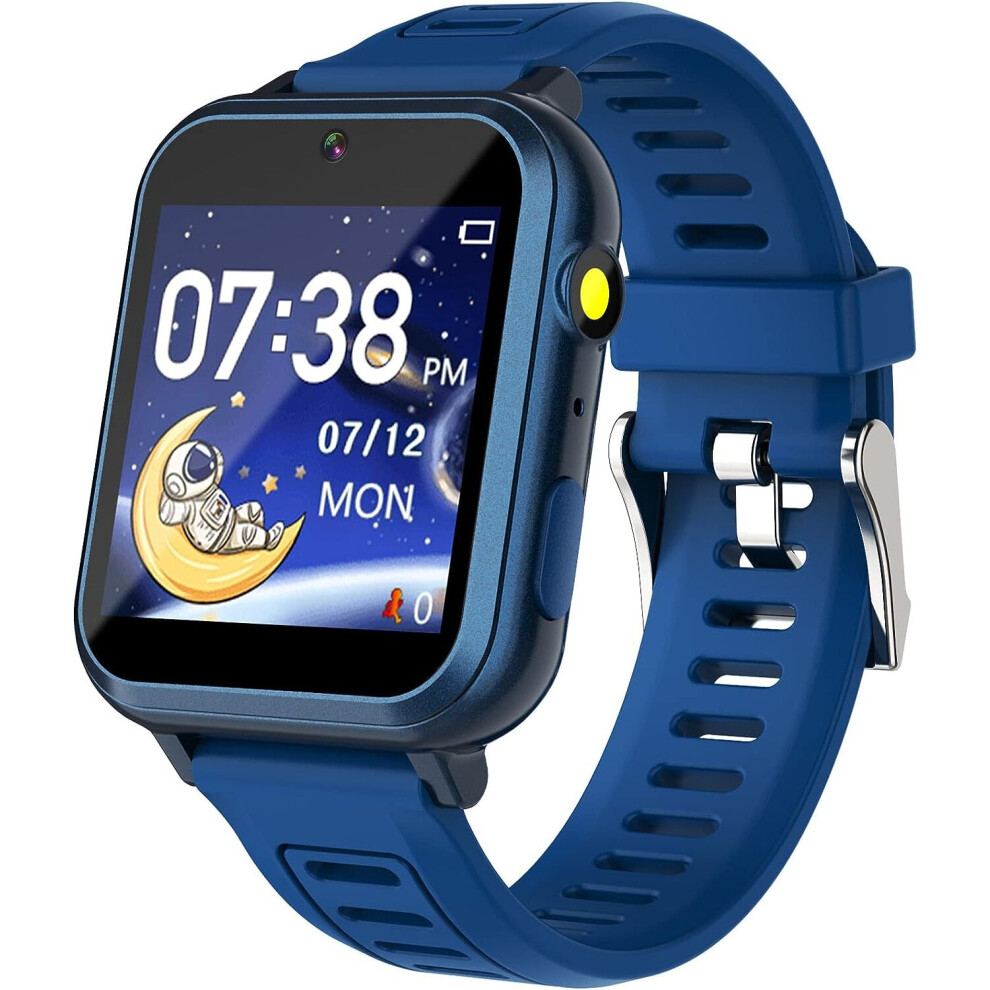 (01-DarkBlue) Smart Watch for Kids, Kids Smart Watch Boys with 24 Games, Camera, Music Player