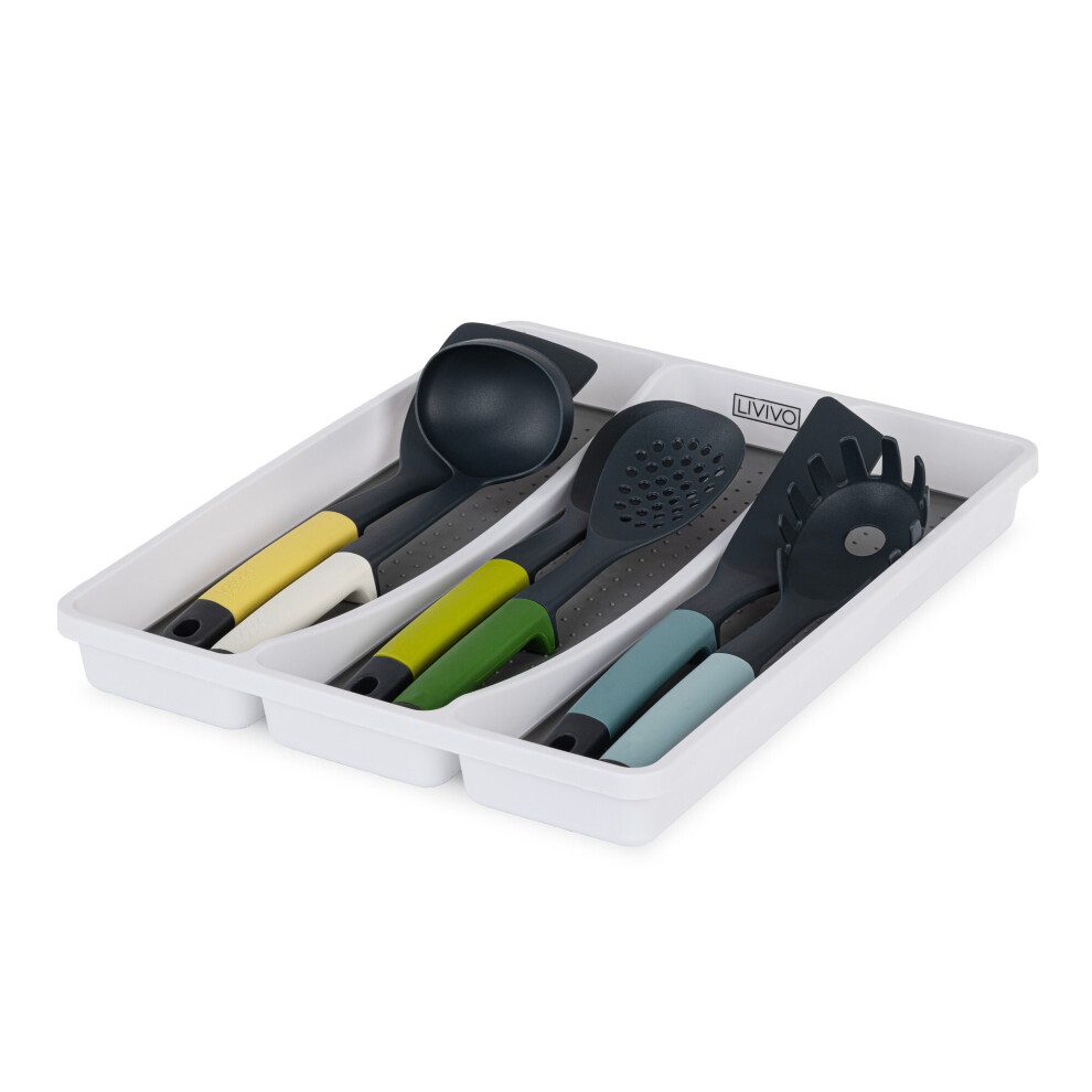 LIVIVO Plastic Kitchen Cutlery Tray Organiser Rack Holder