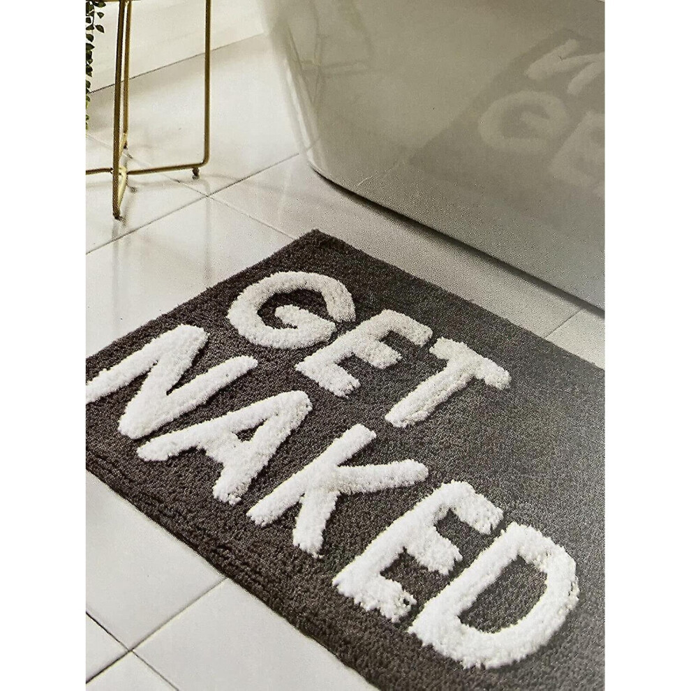 Get Naked   Bath Mat Backing  Absorbent Bathroom Rug With Pop Up Get Naked Letters  Soft Non Slip (black)