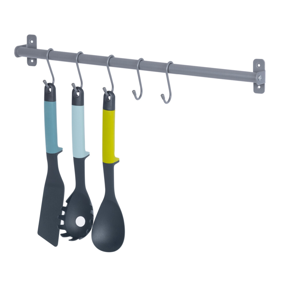Livivo (Hanging Storage Rail 50Cm - ) Kitchen Saucepan Lid Hooks Tool Utensils Holder Hanging Rail Rack Wall Mounted Grey