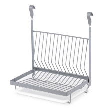 (DISH RACK - GREY) LIVIVO Kitchen Saucepan Lid Hooks Tool Utensils Holder Hanging Rail Rack Wall Mounted
