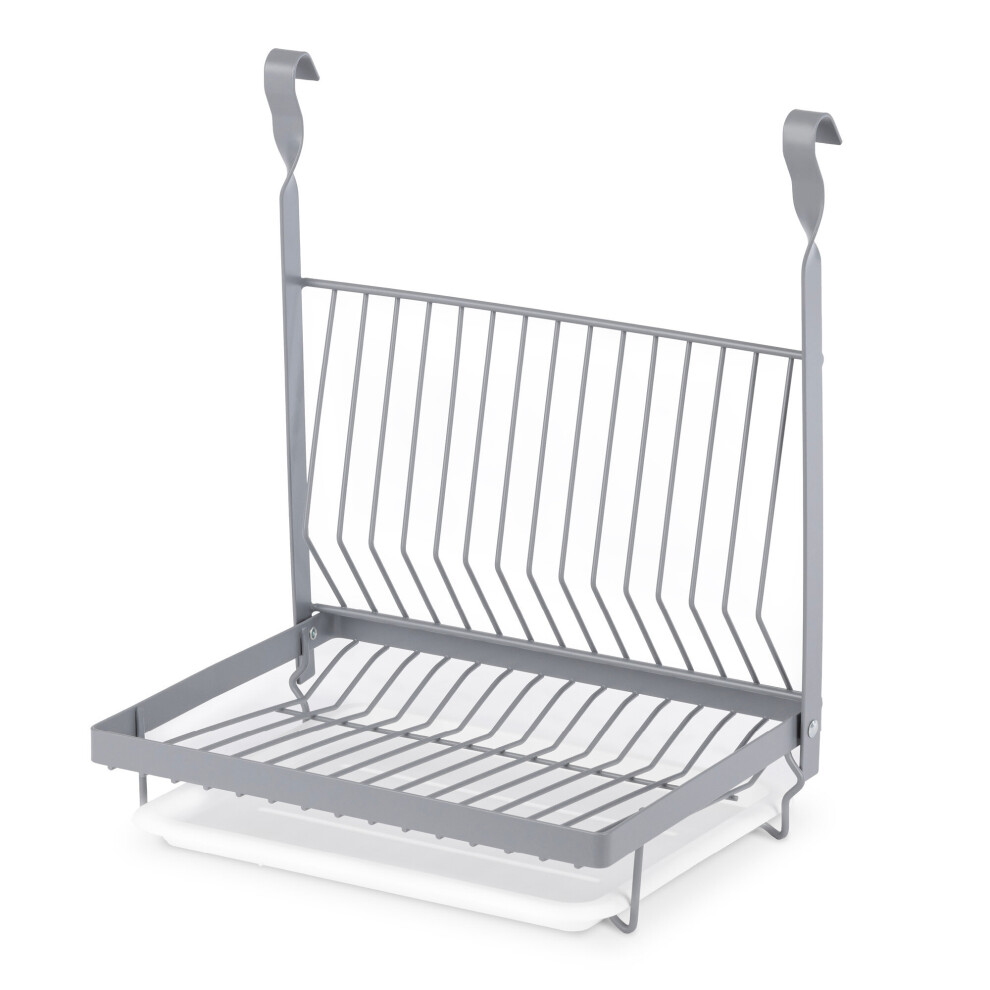 (DISH RACK - GREY) LIVIVO Kitchen Saucepan Lid Hooks Tool Utensils Holder Hanging Rail Rack Wall Mounted