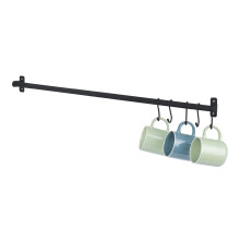 (HANGING STORAGE RAIL 79CM -  BLACK) LIVIVO Kitchen Saucepan Lid Hooks Tool Utensils Holder Hanging Rail Rack Wall Mounted