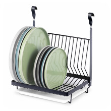 (DISH RACK - BLACK) LIVIVO Kitchen Saucepan Lid Hooks Tool Utensils Holder Hanging Rail Rack Wall Mounted