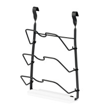 (SAUCEPAN LID HOLDER - BLACK) LIVIVO Kitchen Saucepan Lid Hooks Tool Utensils Holder Hanging Rail Rack Wall Mounted