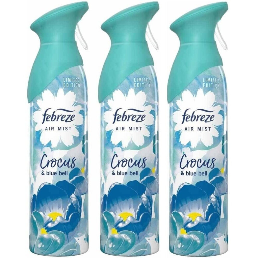 3 X 300 ml Febreze Air Freshener Spray - Crocus & Blubell