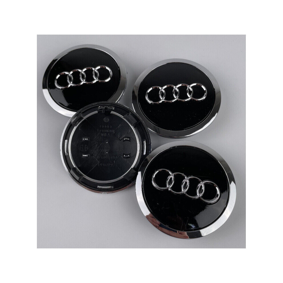 4Pcs 69Mm Abs Wheel Center Hub Cap Emblem Badge For Audi A4 A6 Black 4754135865589