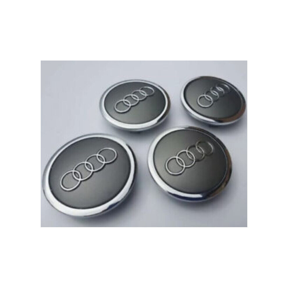 4Pcs 69Mm Abs Wheel Center Hub Cap Emblem Badge For Audi A4 A6 Grey 4754135865602