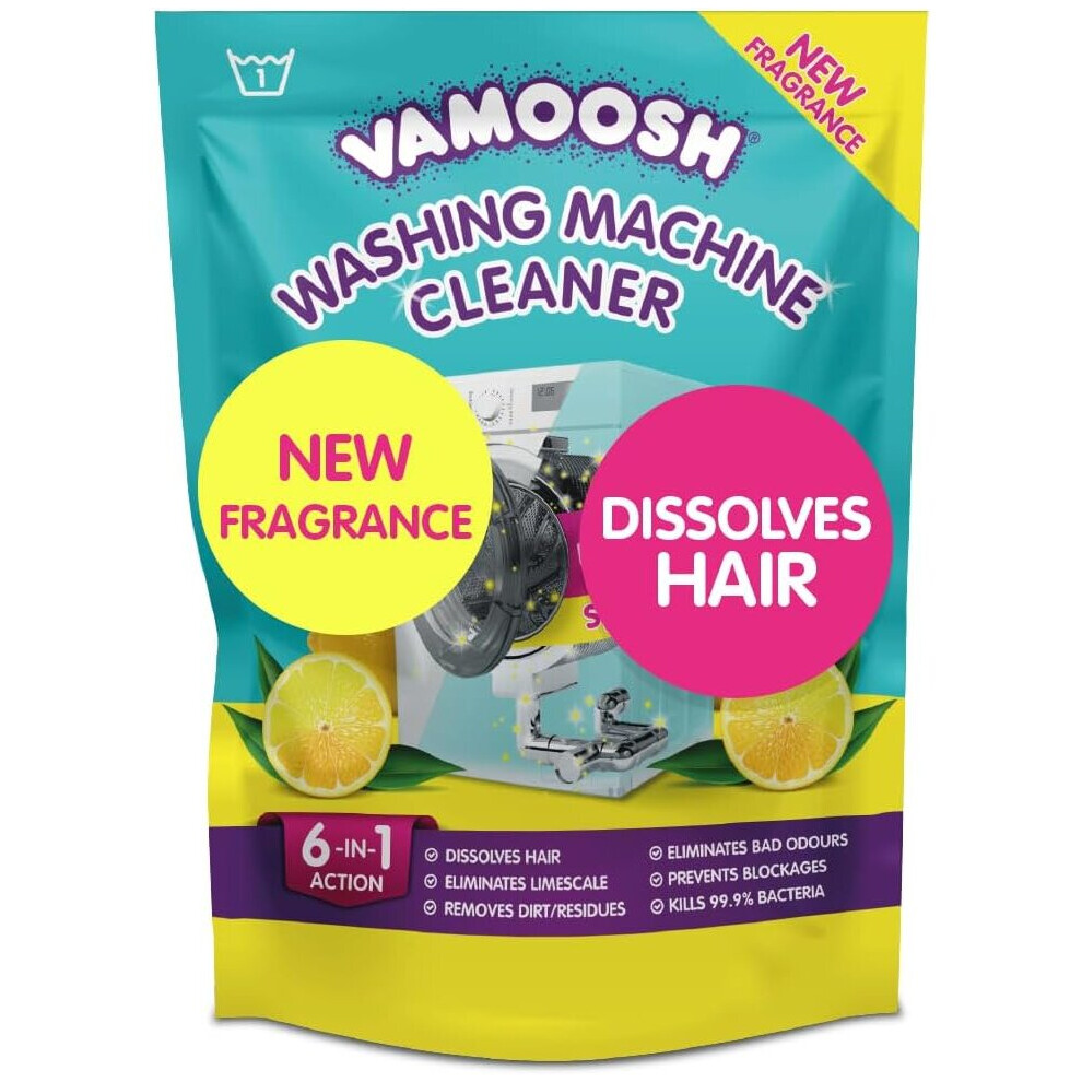 Vamoosh 6-in-1 Washing Machine Cleaner Dissolves Hair Eliminates Bad Odours Removes  Deep Clean Leaves Smelling Fresh Antibacterial Descales Lemon