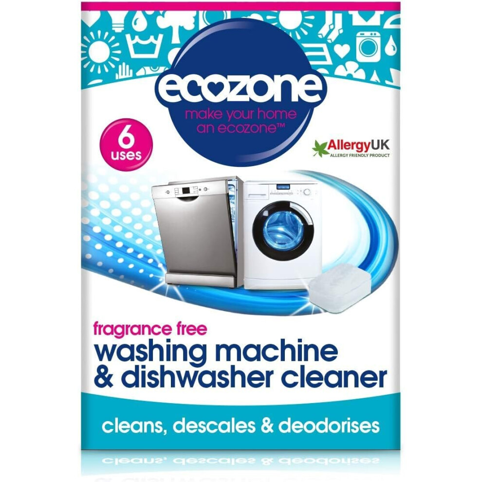 Ecozone Machine Dishwasher Cleaner Tablets Treatment Cleans De Scales De Odorises Fragrance Free Plastic Free Natural Friendly Plant Based Cleaning Pack Of 6
