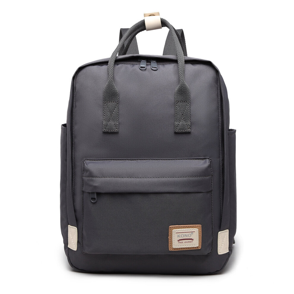 (Grey) KONO Large Polyester Laptop Backpack