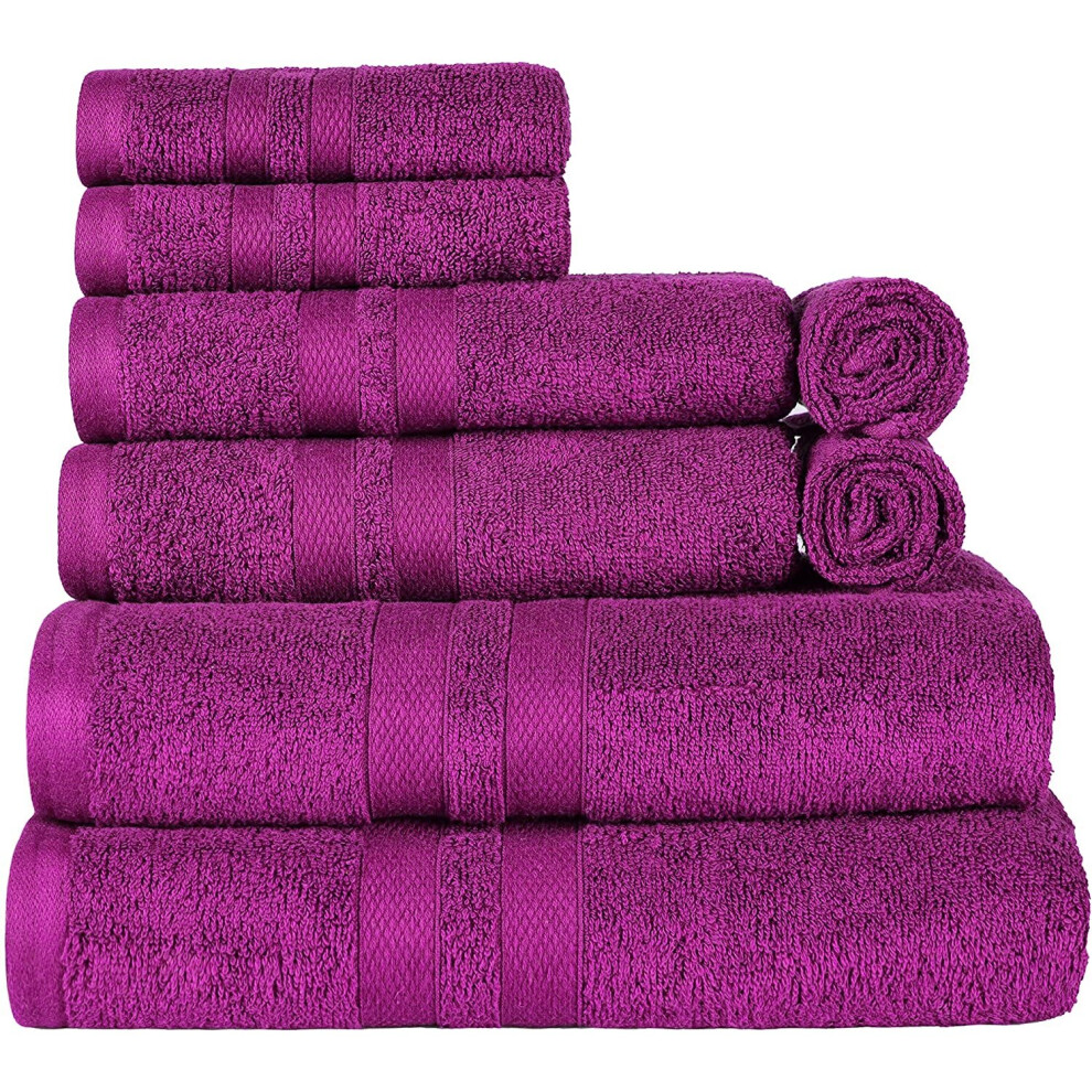 (Purple) 8 Pcs Towel Bale Set Pure Egyptian CottonFace Hand Bath Towel Set Multipurpose Quick Dry Towels 500 GSM