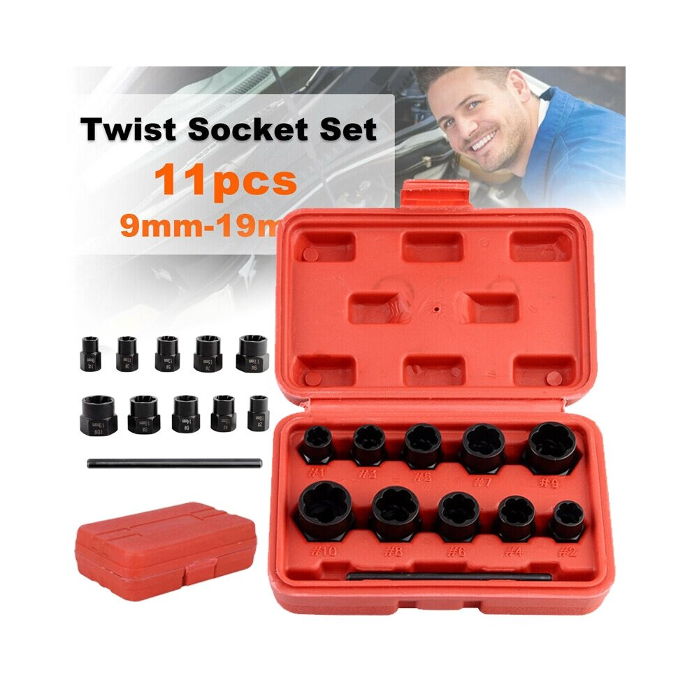 11Pcs Impact Damaged Bolt Nut Remover Extractor Socket Tool Set 328286369513