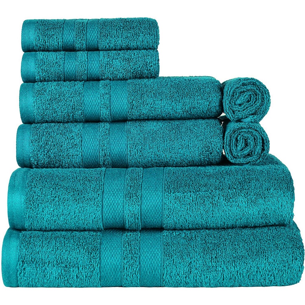 (Teal) 8 Pcs Towel Bale Set Pure Egyptian CottonFace Hand Bath Towel Set Multipurpose Quick Dry Towels 500 GSM