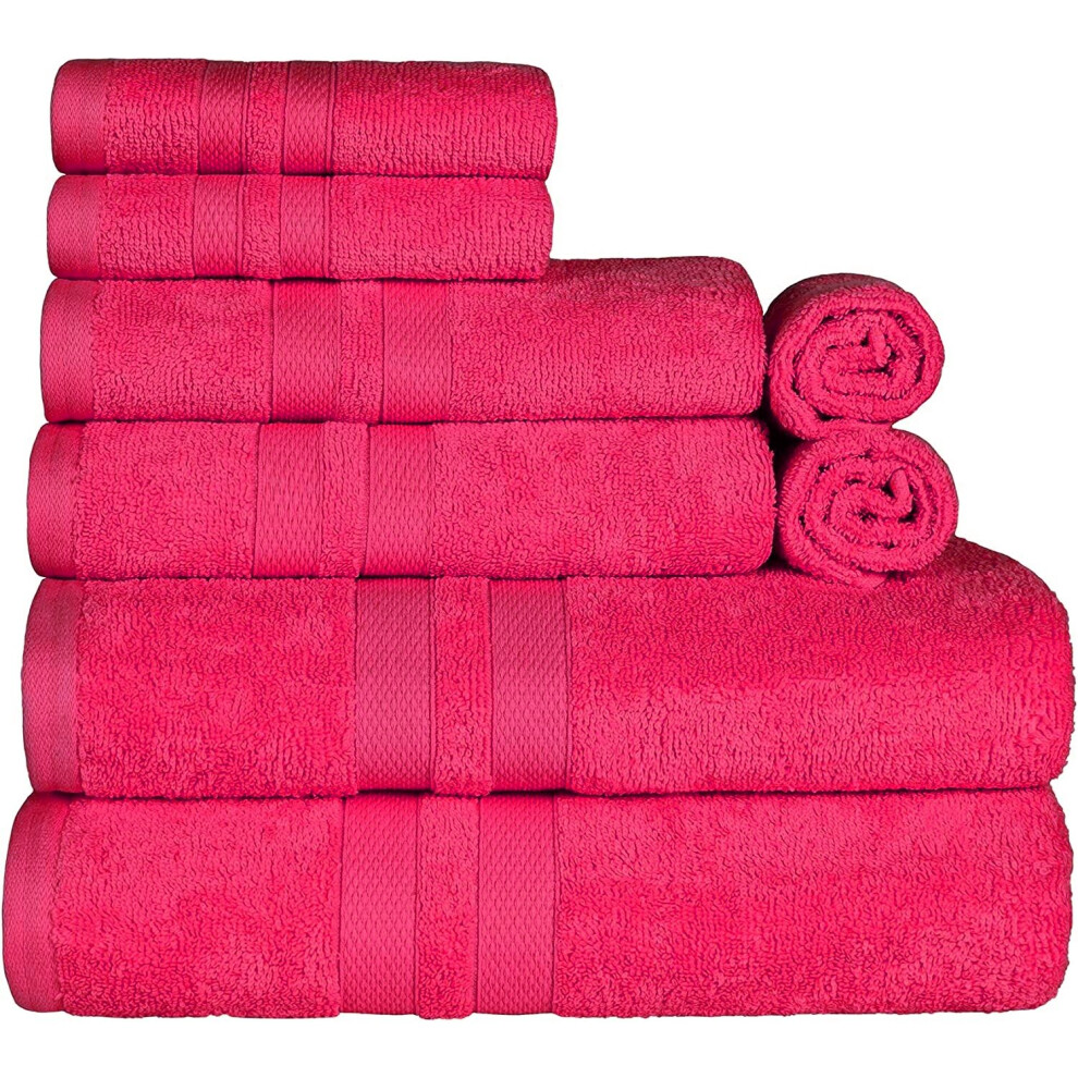 (Hot Pink) 8 Pcs Towel Bale Set Pure Egyptian CottonFace Hand Bath Towel Set Multipurpose Quick Dry Towels 500 GSM