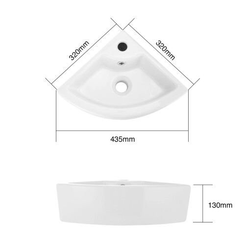 Cloakroom Hand Wash Basin Sink Compact Ceramic White Wall Hung Triangular 1