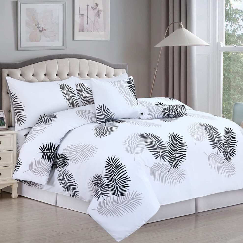 (Leaves, Double) Luxury Duvet Cover Set Reversible Duvet Quilt Cover Bedding Set Single Double King Size