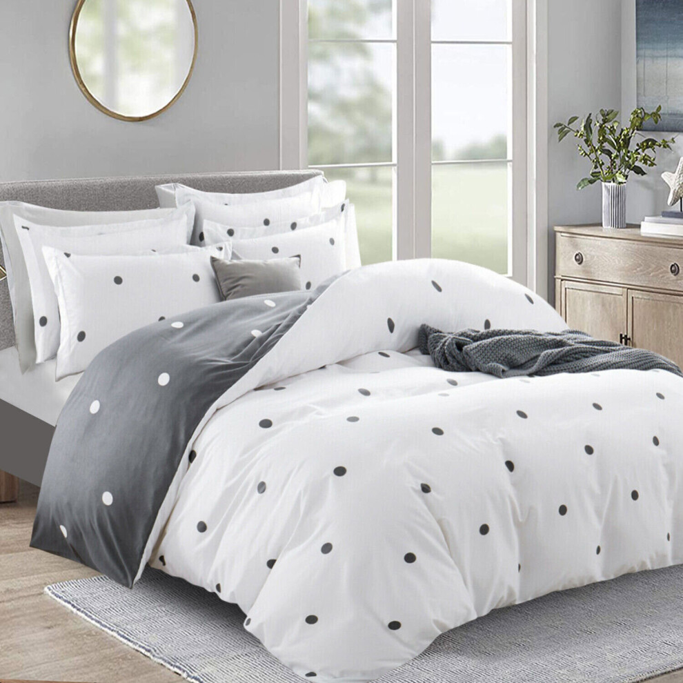 (Dotted, King) Luxury Duvet Cover Set Reversible Duvet Quilt Cover Bedding Set Single Double King Size