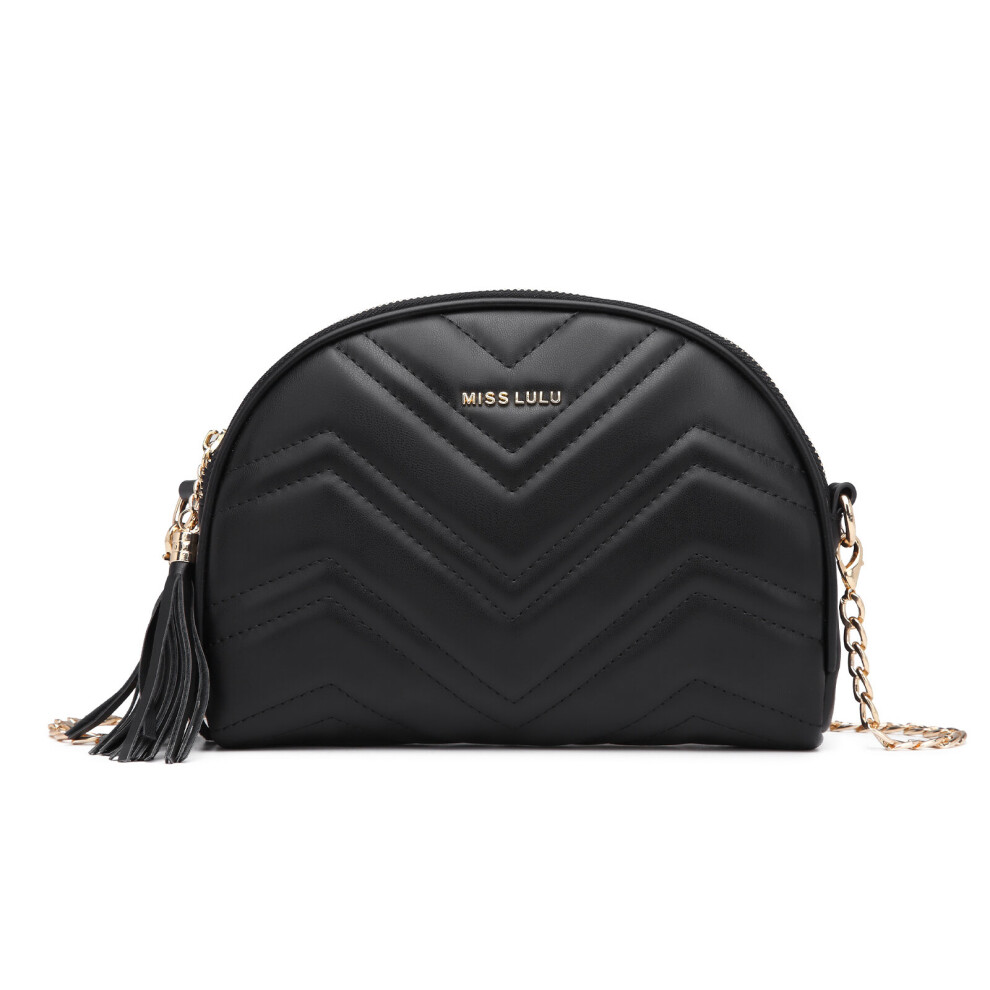 (Black) MISS LULU Trendy Tassel Crossbody Bag