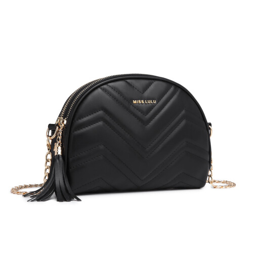 Miss Lulu (Black) MISS LULU Trendy Tassel Crossbody Bag 2